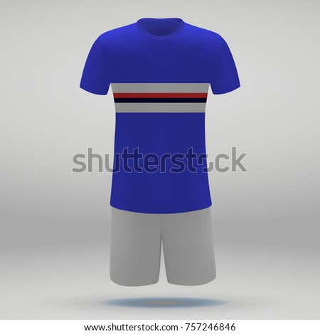 football kit of Sampdoria, t-shirt template for soccer jersey. Vector illustration