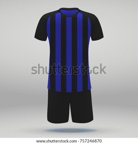 football kit of Inter Milan, t-shirt template for soccer jersey. Vector illustration