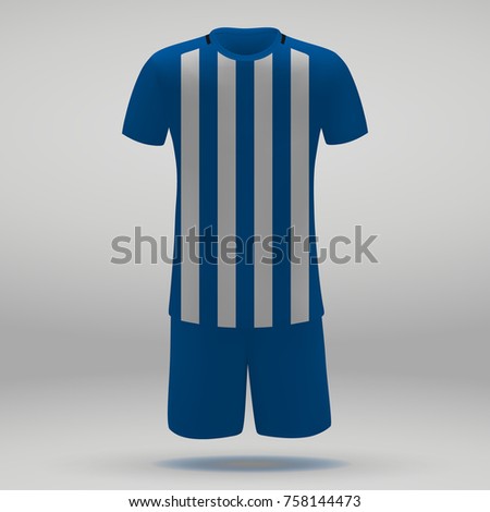 football kit Hertha, t-shirt template for soccer jersey. Vector illustration