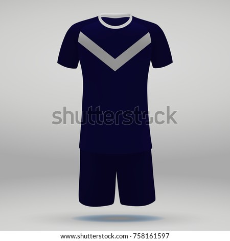 football kit Bordeaux, t-shirt template for soccer jersey. Vector illustration