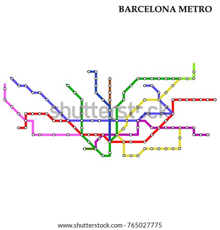 Map of the Barcelona metro, Subway, Template of city transportation scheme for underground road. Vector illustration