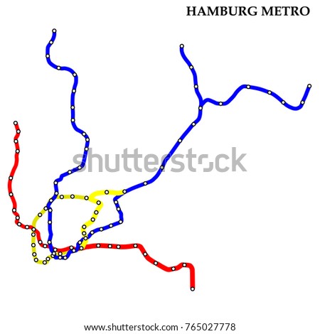 Map of the Hamburg metro, Subway, Template of city transportation scheme for underground road. Vector illustration