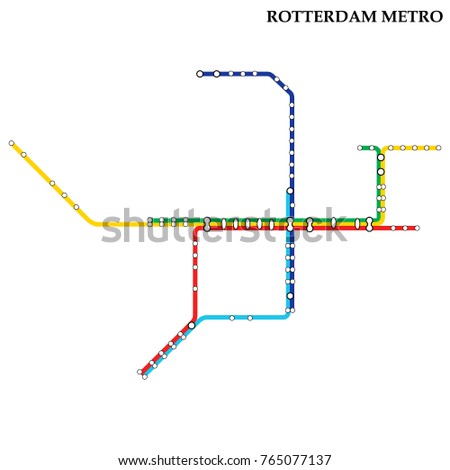 Map of the Rotterdam metro, Subway, Template of city transportation scheme for underground road. Vector illustration