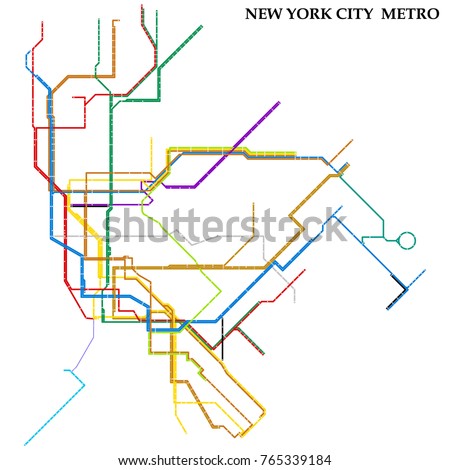 Map of New York City metro, Subway, Template of city transportation scheme for underground road. Vector illustration