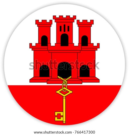 round flag of Gibraltar. circle flag.