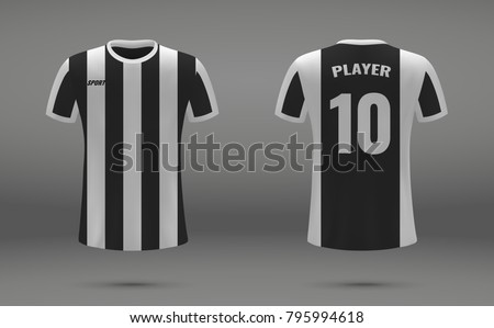 Realistic soccer jersey, t-shirt of Juventus, uniform template for football club
