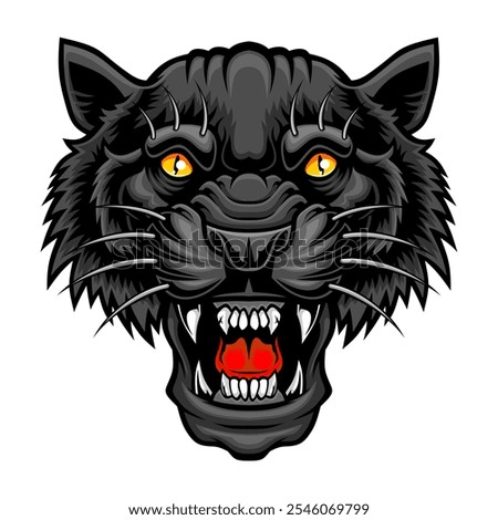 Roaring angry panther head mascot.	