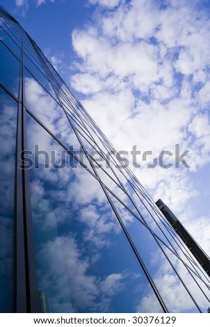 Architecture abstract with clouds reflections