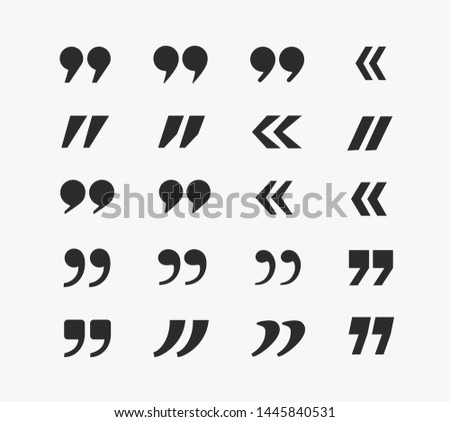 Quote mark graphic elements set isolated on white background. Vector quotation, speech, discussion icons or quote template.
