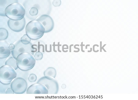 Cell stem science banner isolated on transparent background. Vector medical microscopic molecular conception. Biology 3d research dna nucleus cells patern.
 Сток-фото © 