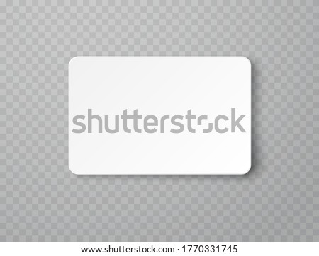 Plastic or paper white business card isolated on transparent background. Vector blank sticker, sheet, label, banner with rounded corners template.