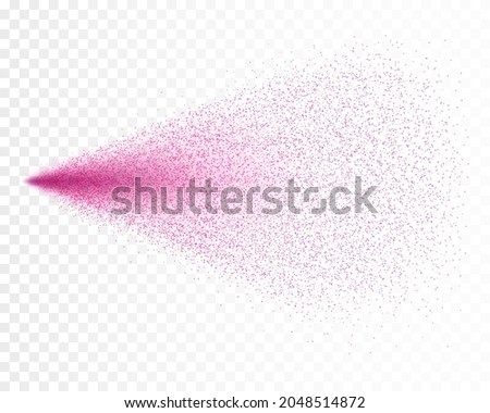 Spray effect isolated on transparent background. Realistic rose water air freshener splash. Vector graffiti paint splatter, pink dust, powder particles stream template 商業照片 © 