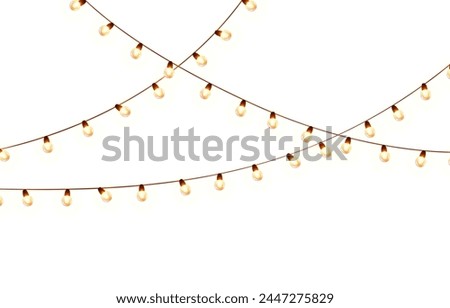 Similar – Image, Stock Photo Christmas bulb lights hanging on the street for decoration.