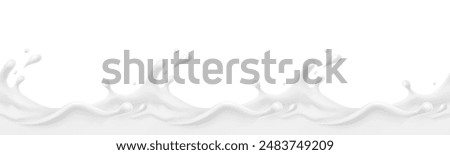 Milk splash seamless pattern. 3d realistic yogurt wave border isolated on white background. Vector milky package design	