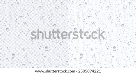 Water rain or shower drops seamless border isolated on transparent background. Realistic pure droplets condensed texture. Vector clear vapor bubbles on window glass surface