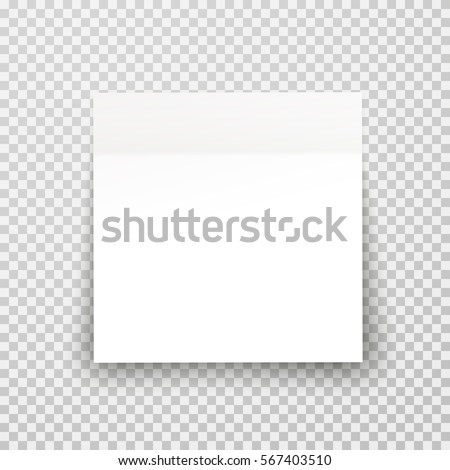 Post note paper sheet or sticky sticker with shadow isolated on transparent background. Vector white office memo template.
