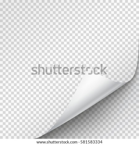 Page with peel off corner effect isolated on transparent background. Vector turned label, book or magazine paper sheet with flip edge. 