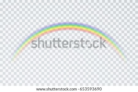 Rainbow icon isolated on transparent background. Spectrum fantasy pattern. Vector realistic translucent sky rainbow template. Foto d'archivio © 