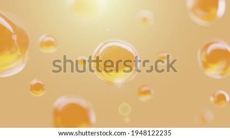 3D Collagen Skin Serum and Vitamin illustration isolated on orange background. concept skin care cosmetics solution. 3d rendering.