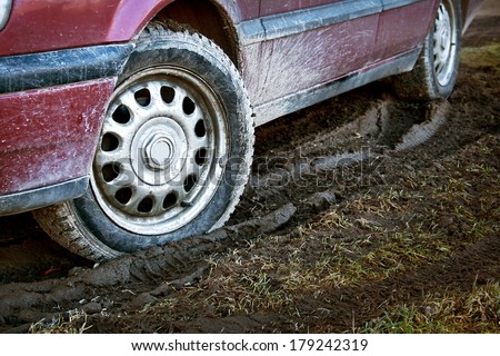 car tires in dirt