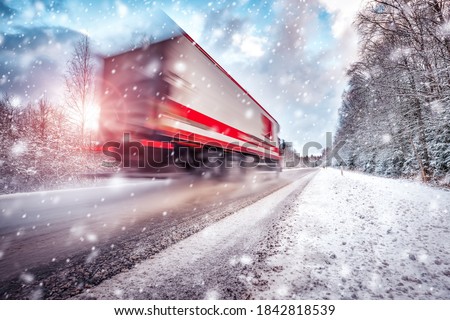 Similar – Image, Stock Photo Trailer in winter with Spree in backlight