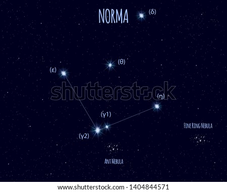 Norma (The Set Square) constellation, vector illustration with basic stars against the starry sky 