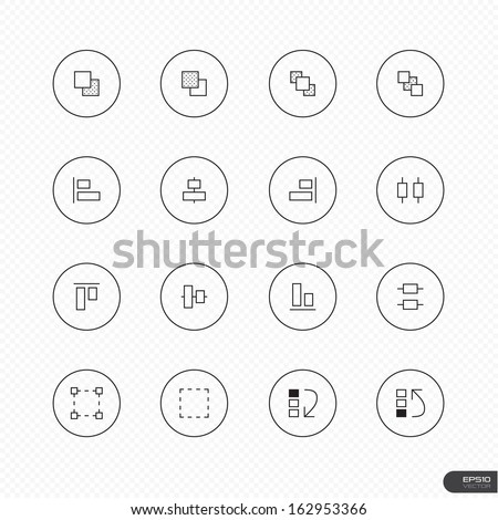 Graphic element Icons set 3 with circle on white background - Vector illustration