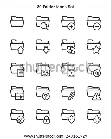 Folder Icons set, Line icon - Vector illustration