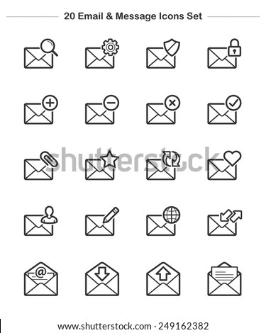 Email & Message Icons set, Line icon - Vector illustration
