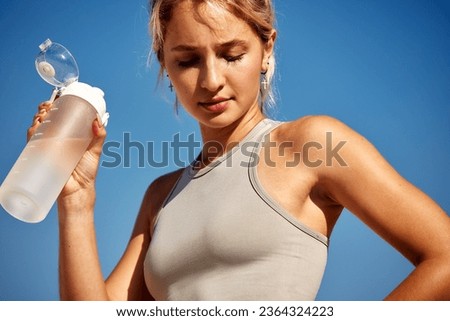 Similar – Image, Stock Photo Young athletic woman training at seaside