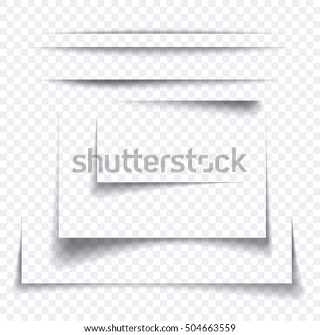 Set of realistic paper sheet shadow effect, transparant graphic element