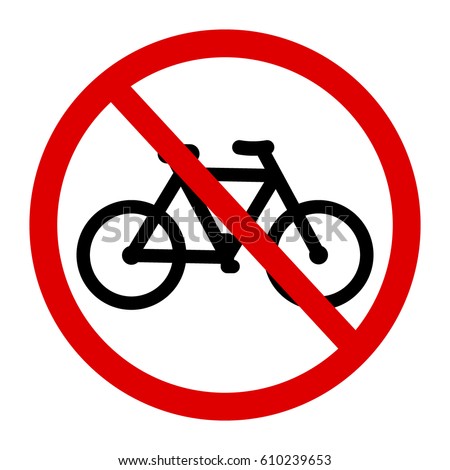 No bicycle, bike prohibited symbol. Sign indicating the prohibition or rule. Warning and forbidden. Flat design.