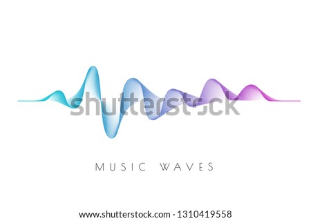 Sound wave on the white background. Symbol of  audio signal.