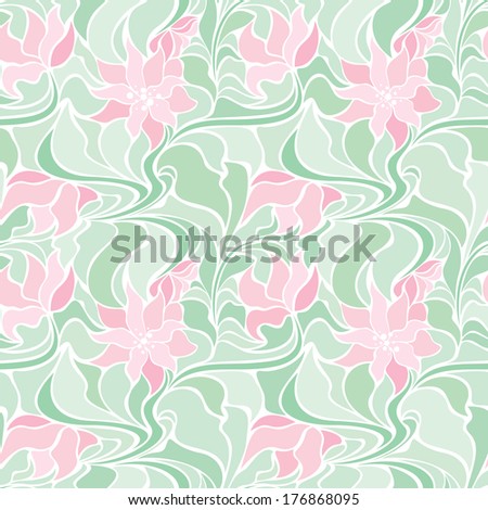 Seamless background with lotuses (seamless pattern)