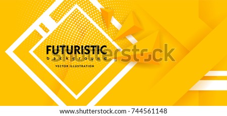 Abstract background modern hipster futuristic graphic. Yellow background with white stripes. Vector illustration.