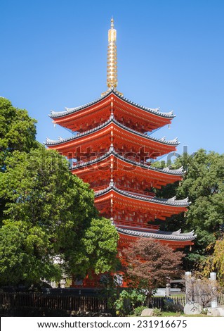 red pagoda Japanese temple