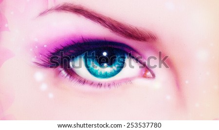 beautiful women eye painting \
 eye contact make up artist