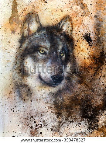alsatian dog, painting Abstract spots background, vintage variant