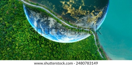 Similar – Image, Stock Photo Beautiful green field. Winter cereal and blue, cloudy autumn sky