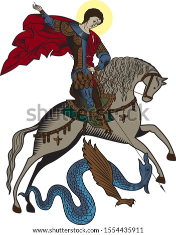 St. George kills a snake, based on iconography