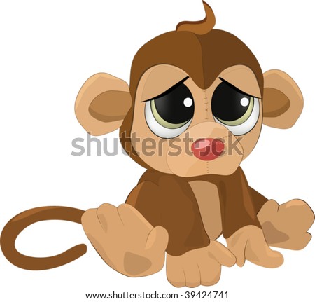 Soft Toy A Sad Monkey Stock Vector Illustration 39424741 : Shutterstock