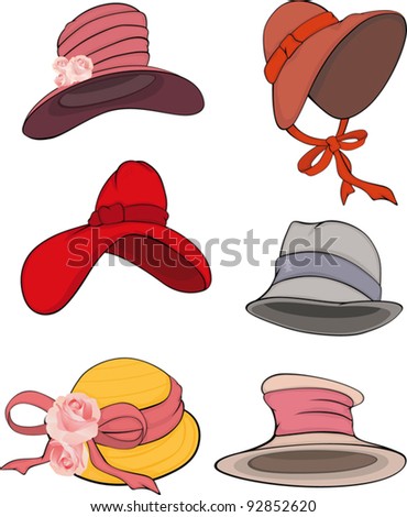 The Complete Set Of Female Hats Stock Vector Illustration 92852620 ...