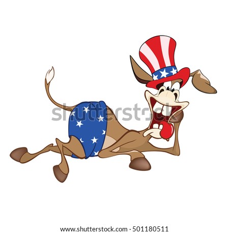 Vector Illustration of a Cute American donkey. A Democratic Party.