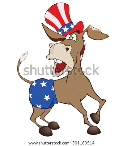 Vector Illustration of a Cute American donkey. A Democratic Party.