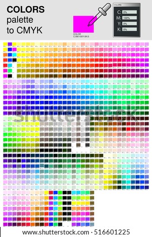 Colour palette to CMYK. Process color. Color palette color composition conform to the CMYK description.