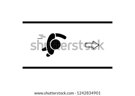 Top view, silhouette of human walking, direction for the exit, vector illustration