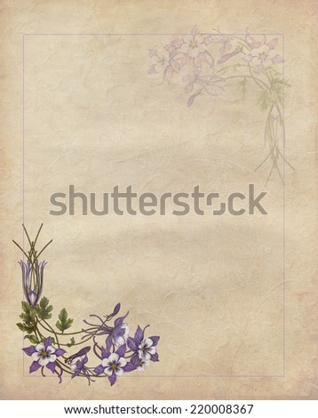 Romantic letter with flowers in a vintage paper