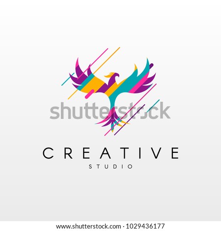 Phoenix Logo. Abstract Phoenix logo design, made of various geometric shapes in color. 