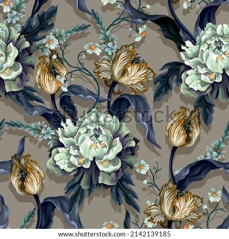 Image, Stock Photo Green bouquet and oriental carpet