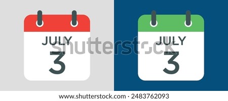 calendar - July 3 icon illustration isolated vector sign symbol